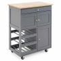 Kitchen island on casters 86x67x37cm., gray/light brown color