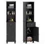 Tall bathroom cabinet, 1 drawer, 3 open shelves, Black, 40 × 172 × 30 cm