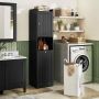 Tall bathroom cabinet, 48 l laundry basket, Black, 40 × 170 × 40 cm