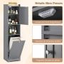 Tall bathroom cabinet, with 48 l laundry basket, Grey, 40 × 40 × 170 cm