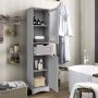 Tall storage cabinet with 2 doors and 1 drawer, 90 cm, gray