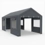 Carport with removable side panels and door, 305 x 586 cm, gray