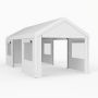 Carport with removable side panels and door, 305 x 586 cm, white