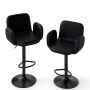 Bar stools, 2 pcs, Black, 52 × 55 × 89–110 cm