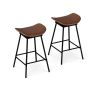 Bar stools, 2 pcs., swivel, with footrests, Brown/black, 43 × 45 × 71 cm