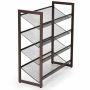Shoe rack, 4 tiers, up to 16 pairs, Brown, 74 × 82.5 × 30.5 cm