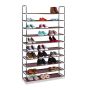 Полка для обуви Relaxdays, 10 ярусов, до 40–50 пар, Чёрная, 100 × 175,5 × 29 см