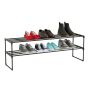 Apavu plaukts Relaxdays, 2 plaukti, Melns, 117 × 38 × 30 cm