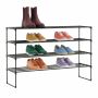 Apavu plaukts Relaxdays, 4 plaukti, Melna, 117 × 72 × 30 cm