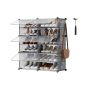 SONGMICS Shoe Rack, 6 Compartments, Grey, 83 × 94 × 32 cm