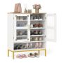 Shoe cabinet, 5 shelf levels, White, 70 × 93 × 35 cm