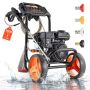 Бензиновая мойка высокого давления VEVOR 2500BP, с 4 насадками, Чёрная/оранжевая, 71 × 44 × 37 см