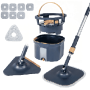 Rotating mop and bucket set, 6 pads