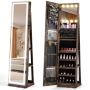 Rotating jewelry cabinet with mirror, 80 earring and 78 ring compartments, 43 × 38 × 160 cm