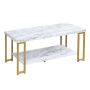 Coffee table 100x49.5x45cm., white/gold color