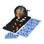 Bingo spēle Relaxdays 10043342.0, 90 bumbiņas, 72 kartītes, Melna/Zelta, 20 × 21 × 38 cm