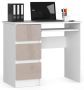 Desk NORE A-6, left, white/cream color