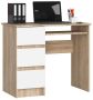 Desk NORE A-6, left, white/oak color