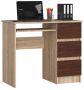Desk NORE A-6, right, dark brown/oak color