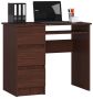 Desk NORE A-6, left, dark brown