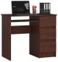 Desk NORE A-6, right, dark brown