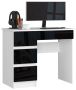 Desk NORE A-7, left, white/black