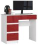 Desk NORE A-7, left, white/red