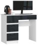 Desk NORE A-7, left, white/dark grey