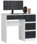 Desk NORE A-7, right, white/dark grey