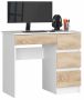 Desk NORE A-7, right, white/oak color