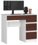 Desk NORE A-7, right, white/dark brown