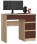 Desk NORE A-17, right, dark brown/oak color