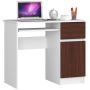 Desk NORE A-7, right, white/dark brown