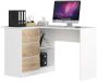 Corner desk NORE B16, left, white/oak