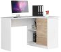 Corner desk NORE B16, right, white/oak color