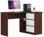 Corner desk NORE B16, right, white/dark brown