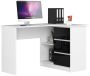 Corner desk NORE B16, right, white/black