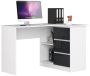 Corner desk NORE B16, right, white/dark grey