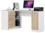 Corner desk NORE B20, left, white/oak