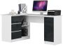 Corner desk NORE B20, left, white/dark grey