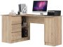 Corner desk NORE B20, left, oak color