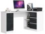 Corner desk NORE B20, right, white/dark grey