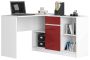 Desk with chest of drawers NORE B17, white/red