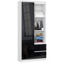 Офисный стеллаж AKORD CLP R11, с 1 дверью и 2 ящиками, белый/чёрный, 80 × 180 × 35 см