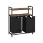 Laundry basket with 2 compartments, black/natural