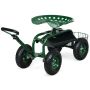 Garden seat on wheels 96.5x47.5x53cm., green/black