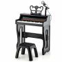 Children's toy piano with chair, black/white