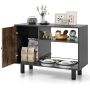 Dog bowl stand with two bowls 82x35x60cm., brown/black