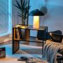 C-shaped side table, 2 in 1, oak/black, 60 × 40 × 70.5 cm