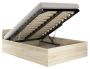 Bed with bedding box and mattress NORE CLP, 180x200 cm., oak color